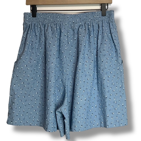 Vntg Briggs Gathered Waist Floral Pull-On Shorts Sz 16 Petite Cotton Made In USA - Picture 2 of 9